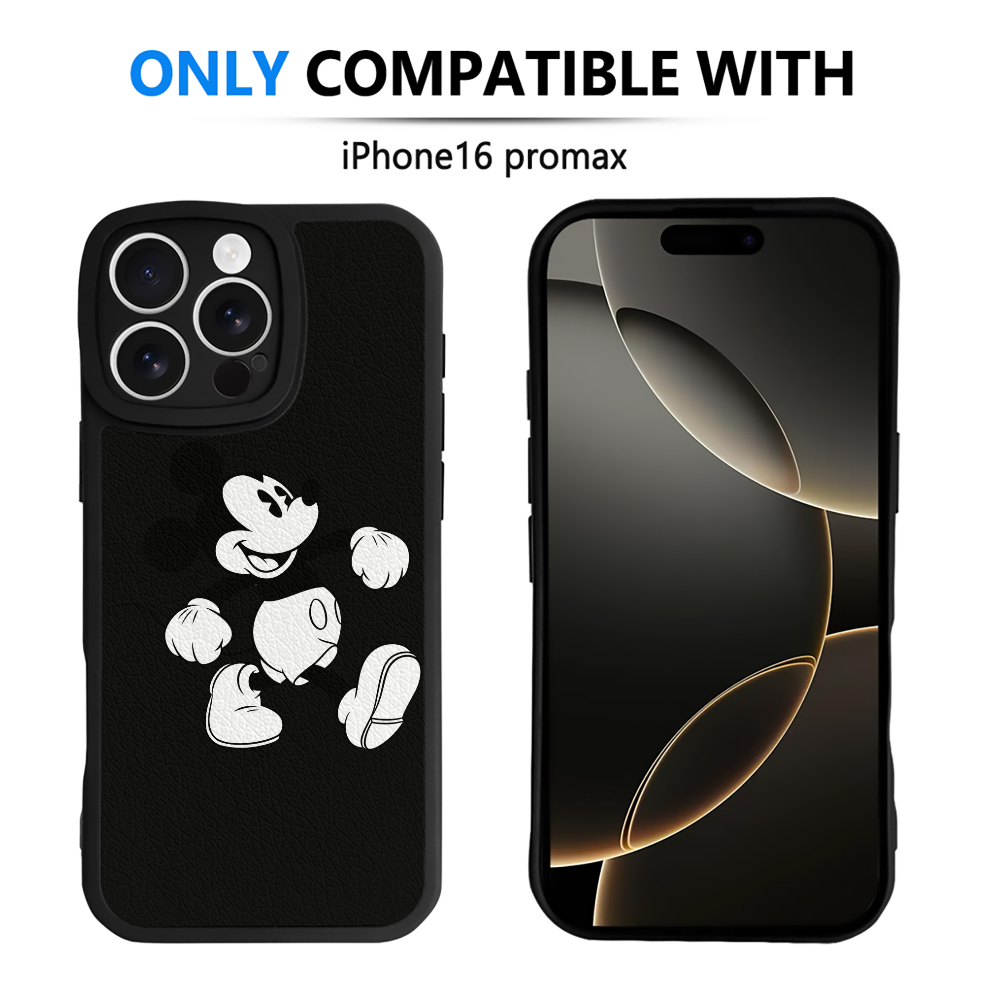 （画像用） ミッキーマウス Mickey Mouse 【iPhone 16シリーズ対応】シリコンスマホケース（レザー調） 材質：シリコン